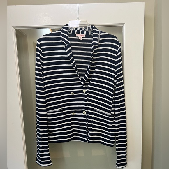 BROOKS BROTHERS Navy Blue White Nautical Boat Anchor Sweater Jacket~M - Picture 1 of 6